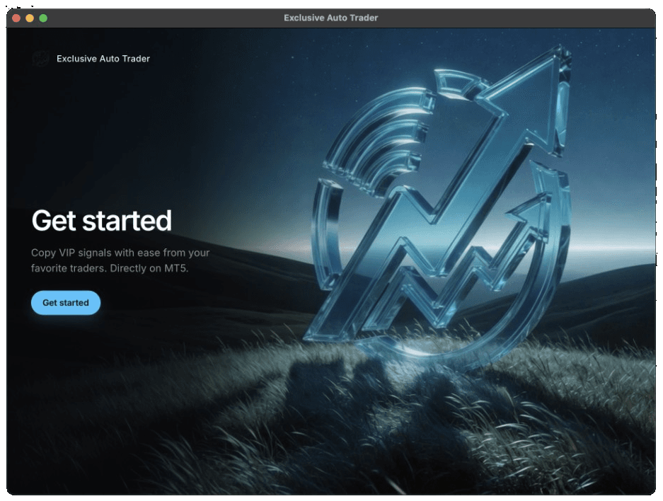 Exclusive Auto Trader get started screen
