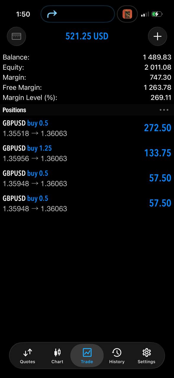 MetaTrader positions screen shared by Jack.