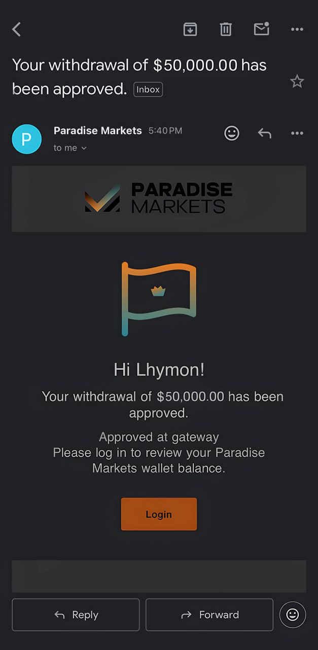 Live-account withdrawal confirmed for $50,000.